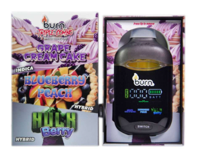 Burn Triple Combo (3g) - Grape Cream Cake + Blueberry Peach + Hulk Berry